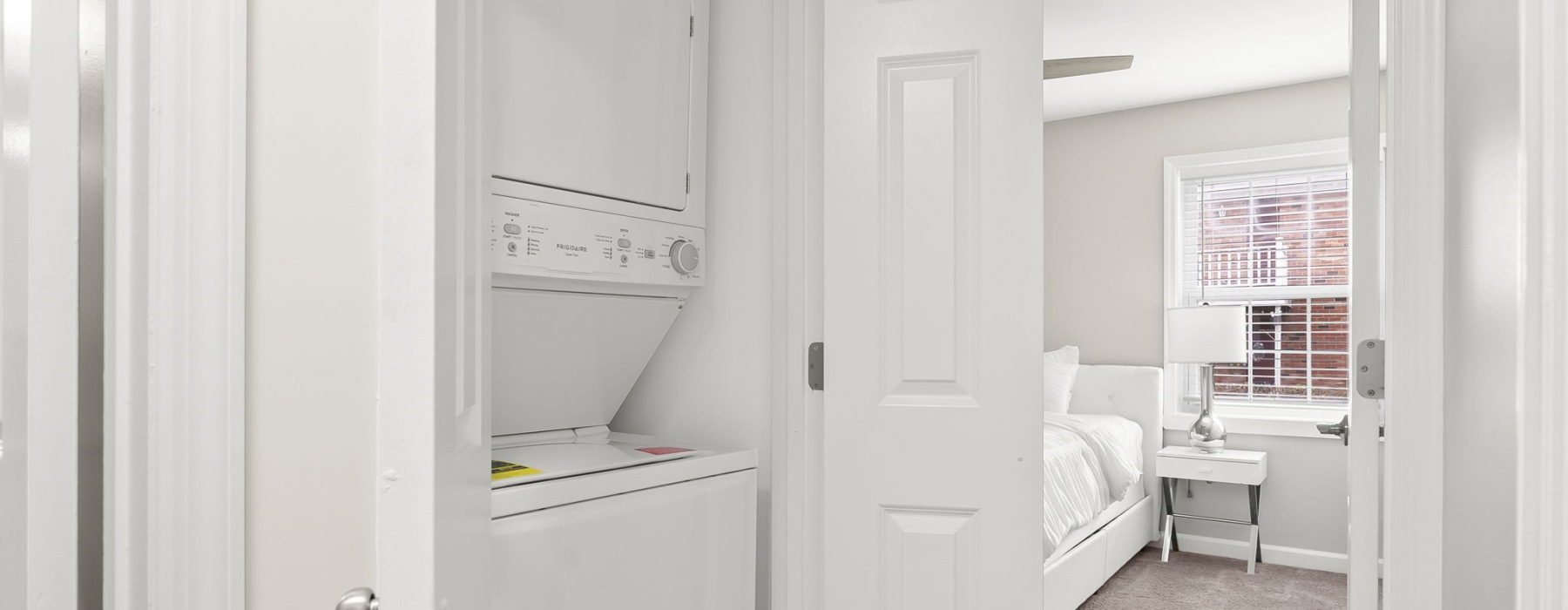 a washer and dryer in a closet